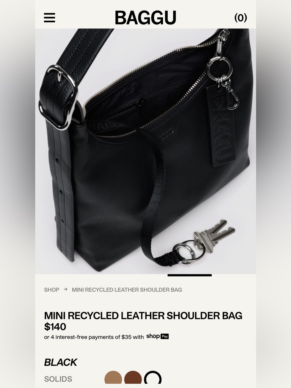 BAGGU MINI RECYCLED LEATHER SHOULDER BAG - Picture 9 of 10
